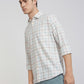 Men White Slim Fit Checks Cotton Full Sleeve Shirts