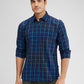 Parx Blue Checks Slim Fit Cotton Casual Shirt