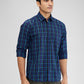 Parx Blue Checks Slim Fit Cotton Casual Shirt