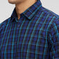 Parx Blue Checks Slim Fit Cotton Casual Shirt