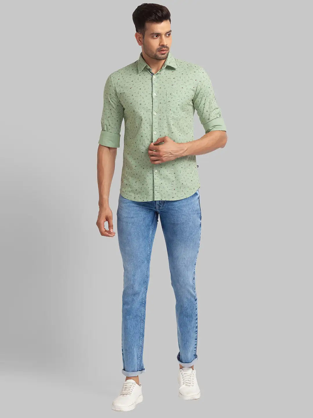 Men Slim Fit Green Shirt