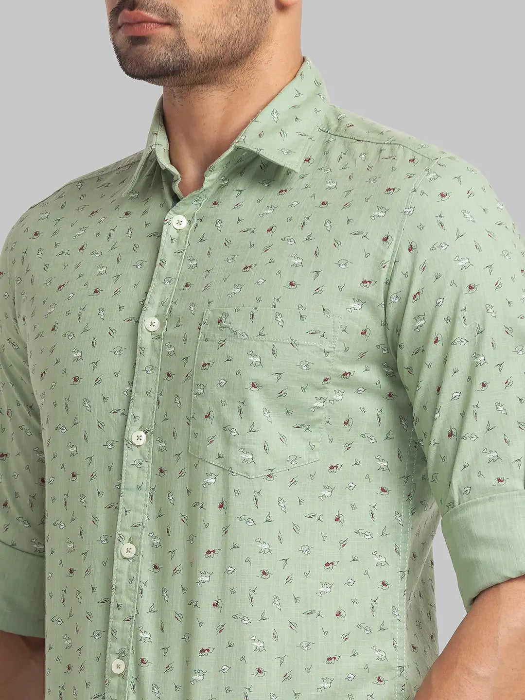 Men Slim Fit Green Shirt