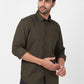 Parx Green Solid Slim Fit Cotton Casual Shirt