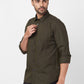 Parx Green Solid Slim Fit Cotton Casual Shirt