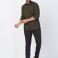 Parx Green Solid Slim Fit Cotton Casual Shirt