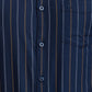 Parx Men Blue Striped Slim Fit Full Sleeve Semi Cut Away Collar Shirt