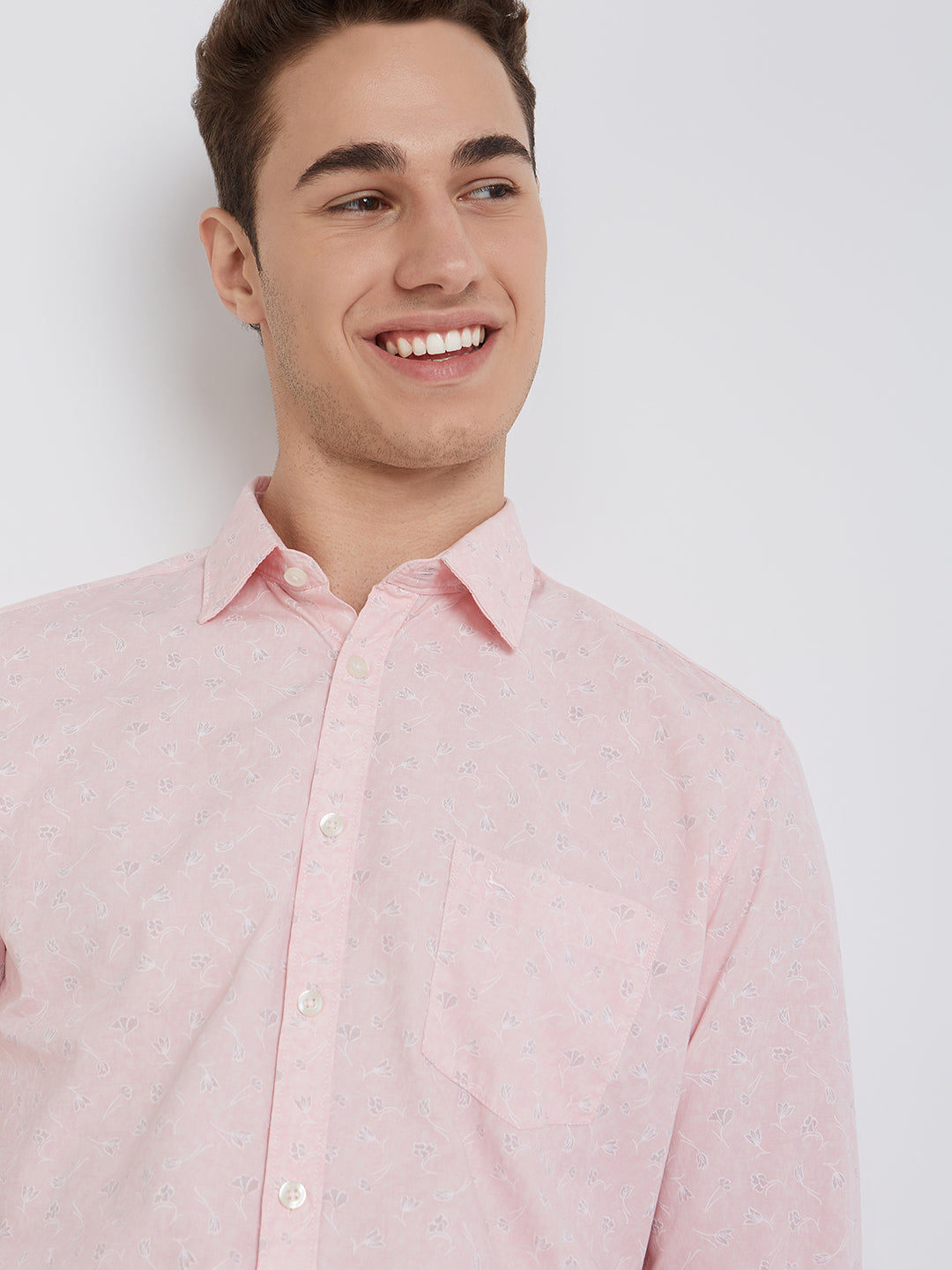 Parx Men Pink Printed Slim Fit Cotton Casual Shirt