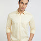 Men Yellow Slim Fit Print Cotton Blend Full Sleeve Shirts