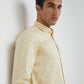 Men Yellow Slim Fit Print Cotton Blend Full Sleeve Shirts