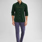 Parx Green Printed Slim Fit Cotton Casual Shirt