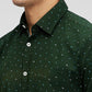 Parx Green Printed Slim Fit Cotton Casual Shirt