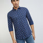 Parx Men Blue Print Slim Fit Cotton Full Sleeve Shirts