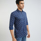 Parx Men Blue Print Slim Fit Cotton Full Sleeve Shirts