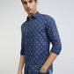 Parx Men Blue Print Slim Fit Cotton Full Sleeve Shirts