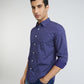 Parx Men Blue Print Slim Fit Cotton Full Sleeve Shirts