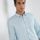 Parx Men Blue Print Slim Fit Cotton Full Sleeve Shirts