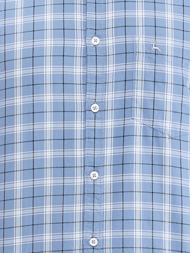 Parx Men Blue Checks Slim Fit Cotton Casual Shirt