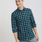 Parx Men Green Checks Slim Fit Cotton Casual Shirt