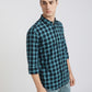 Parx Men Green Checks Slim Fit Cotton Casual Shirt