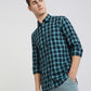 Parx Men Green Checks Slim Fit Cotton Casual Shirt