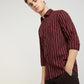 Men Red Slim Fit Stripe Cotton Full Sleeve Shirts