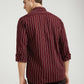 Men Red Slim Fit Stripe Cotton Full Sleeve Shirts