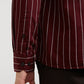 Men Red Slim Fit Stripe Cotton Full Sleeve Shirts