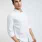 Men White Slim Fit Stripe Cotton Full Sleeve Shirts