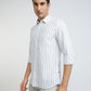 Men White Slim Fit Stripe Cotton Full Sleeve Shirts