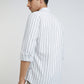 Men White Slim Fit Stripe Cotton Full Sleeve Shirts