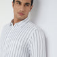 Men White Slim Fit Stripe Cotton Full Sleeve Shirts