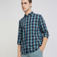 Men Blue Slim Fit Checks Cotton Full Sleeve Shirts