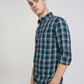 Men Blue Slim Fit Checks Cotton Full Sleeve Shirts