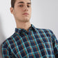 Men Blue Slim Fit Checks Cotton Full Sleeve Shirts