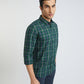 Men Green Slim Fit Checks Cotton Full Sleeve Shirts