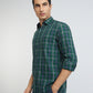 Men Green Slim Fit Checks Cotton Full Sleeve Shirts