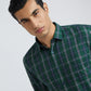 Men Green Slim Fit Checks Cotton Full Sleeve Shirts