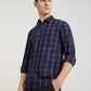 Men Blue Slim Fit Checks Cotton Full Sleeve Shirts