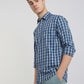 Men Blue Slim Fit Checks Cotton Full Sleeve Shirts