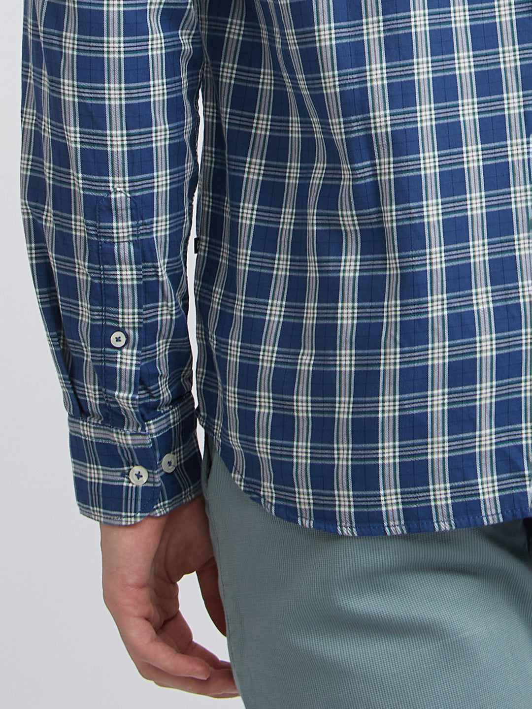 Men Blue Slim Fit Checks Cotton Full Sleeve Shirts