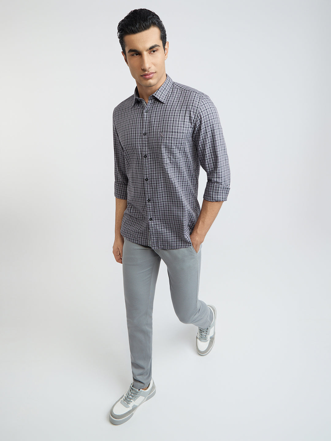 Parx Men Grey Slim Fit Checks Casual Shirt – MyRaymond
