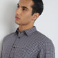 Men Grey Slim Fit Checks Cotton Full Sleeve Shirts