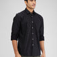 Parx Black Printed Slim Fit Cotton Casual Shirt