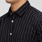 Parx Black Printed Slim Fit Cotton Casual Shirt