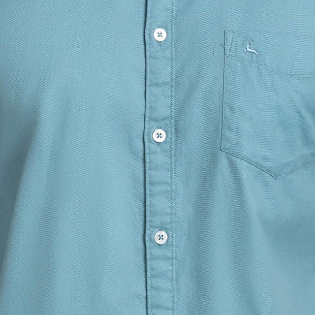 Parx Blue Solid Slim Fit Cotton Casual Shirt