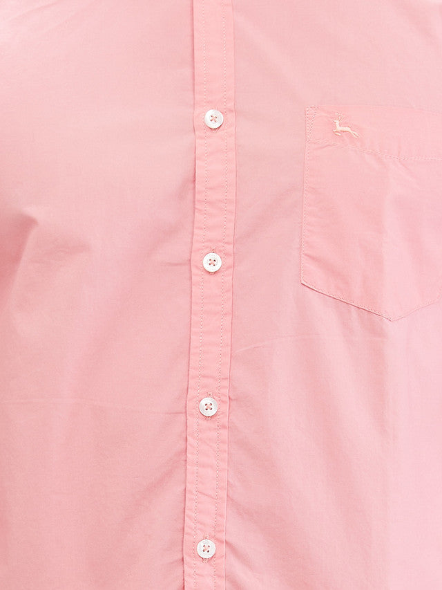 Parx Men Pink Solid Slim Fit Cotton Casual Shirt