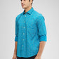 Parx Blue Printed Slim Fit Cotton Casual Shirt