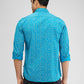 Parx Blue Printed Slim Fit Cotton Casual Shirt