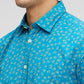 Parx Blue Printed Slim Fit Cotton Casual Shirt