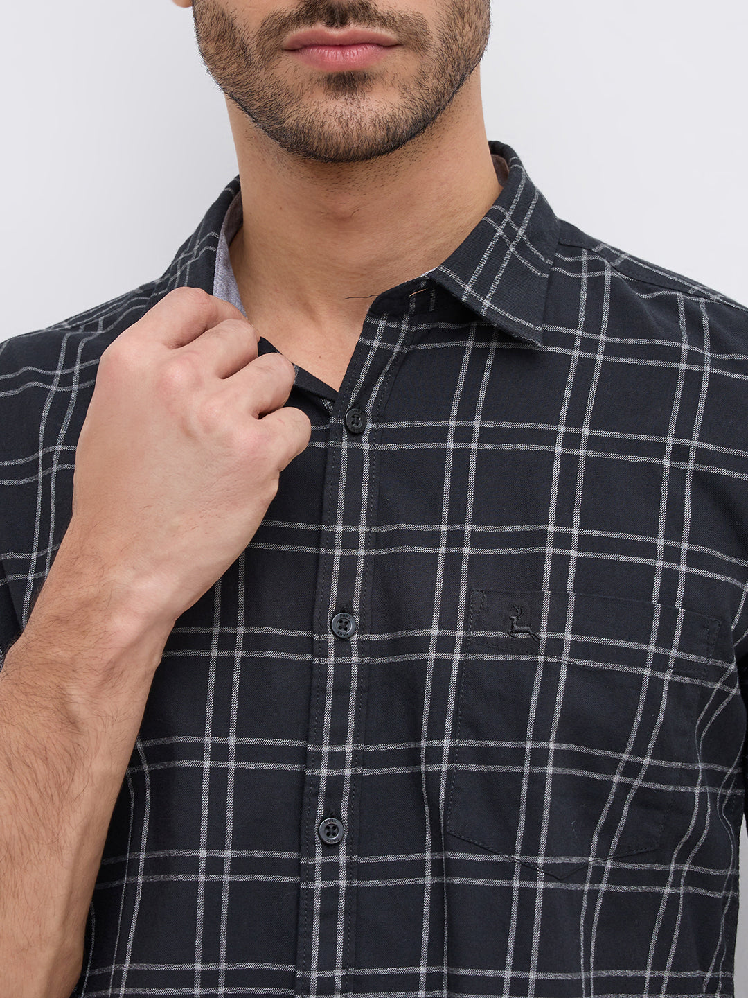 Parx Men Black Slim Fit Checks Casual Shirt